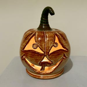 Stoneware Pumpkin Luminary - Halloween Decor - Fall Decor - Jack-O-Lantern