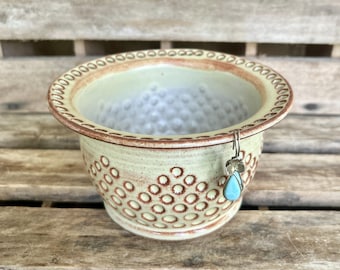 Large Pottery Earring Bowl - Ceramic Jewelry Holder - Earring Holder
