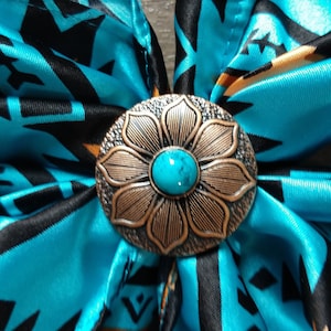 Wild Rag SLIDE 501 Bronze flower with turquoise bead Concho Scarf Slide from Double B Wild Rags