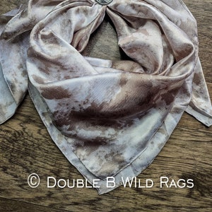 Wild Rag Tan Beige White Grunge Print Cowboy Western Neck Scarf Bandanna by Double B Wild Rags