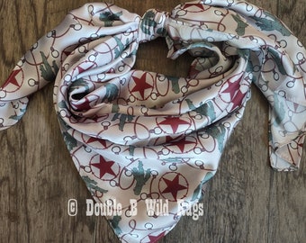 Wild Rag KERSTVAKANTIE Ivory Cactus Stars and Lights Cowboy Western Neck Sjaal Bandana door Double B Wild Rags