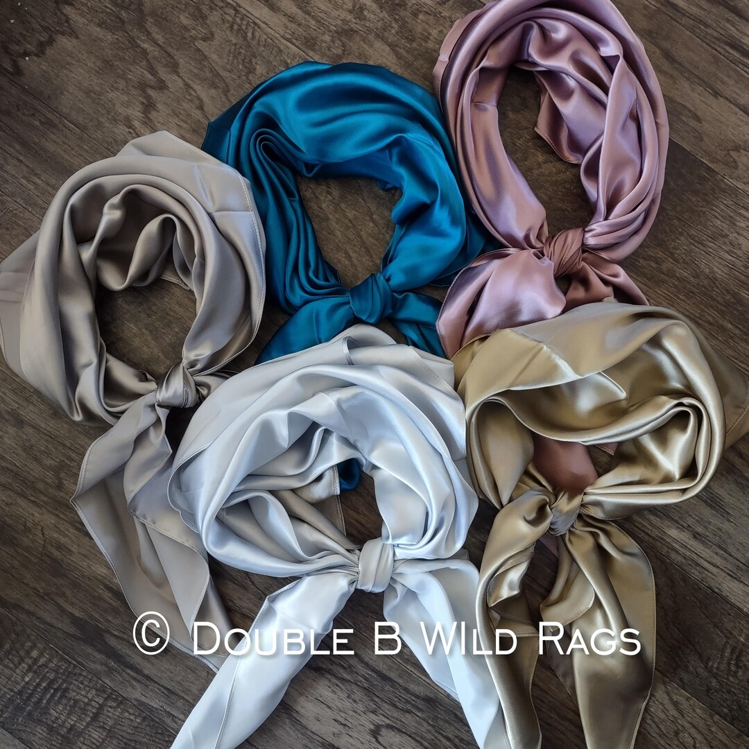 Wild Rag 100% Silk Solid Teal, Silver, Mauve, Ivory, OR Beige Cowboy ...