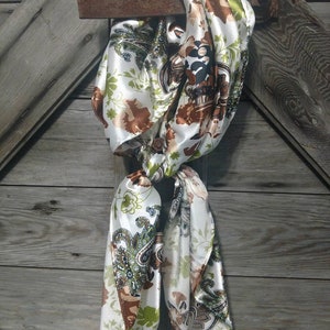 Wild Rag PAISLEY 111 Ivory Brown and Green Floral Cowboy Western Neck Scarf Bandanna by Double B Wild Rags