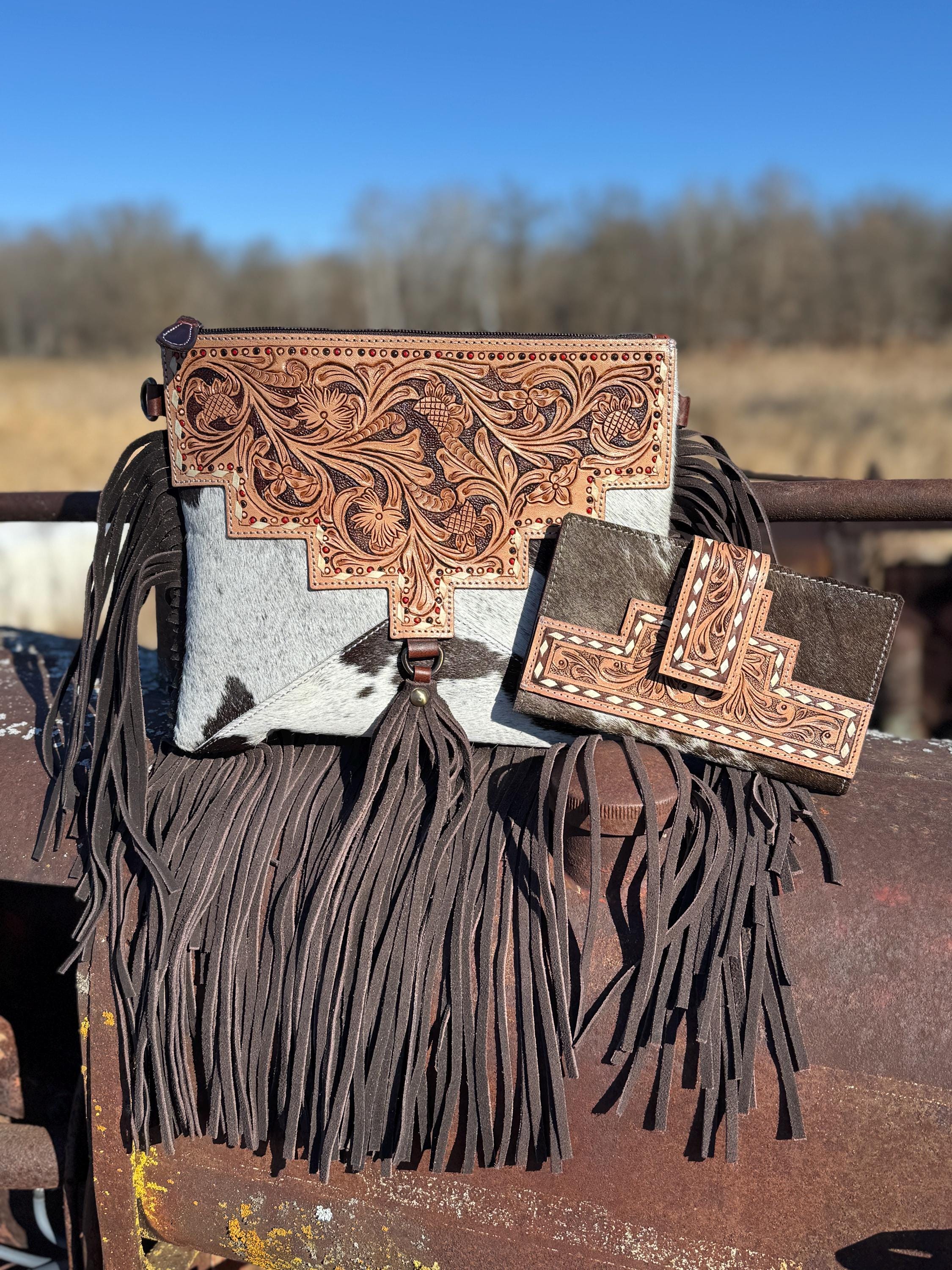 Western Rug Purses Genuine Western Cowhide Leather Purse and Wallet With Details and ...