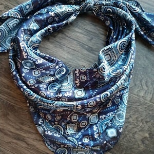 Wild Rag Blue and Silver Mayan Aztec Tribal Print Western Cowboy Neck Scarf Bandana by Double B Wild Rags
