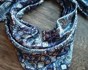 Wild Rag Blue and Silver Mayan Aztec Tribal Print Western Cowboy Neck Scarf Bandana by Double B Wild Rags