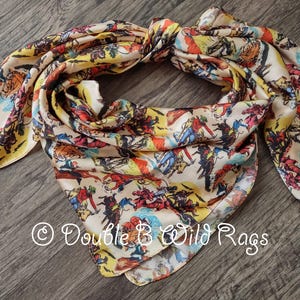 WILD RAG Vintage Retro Cowboy Cartoon Comic Book Western Neck Scarf Bandanna by Double B Wild Rags