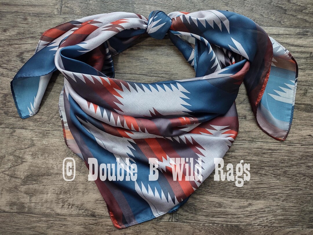Wild Rag AZTEC 917 Burgundy, Navy, Grey Southwest Cowboy Western Neck ...