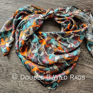 Wild Rag 100% SILK 824 Southwest Longhorn Cattle Camo Cowboy Western Neck Scarf Bandanna by Double B Wild Rags