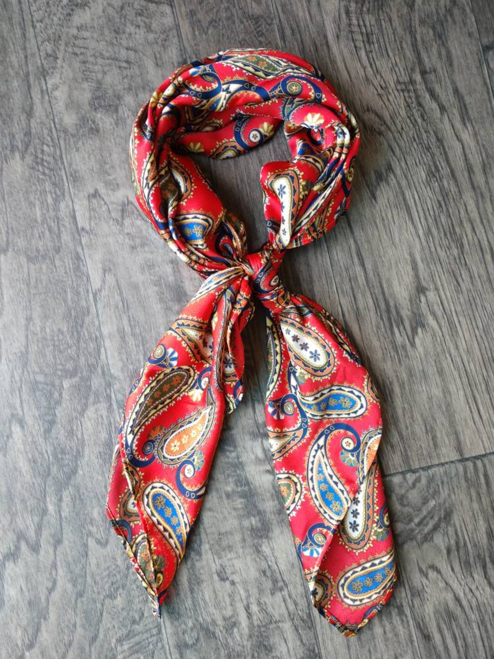 Wild Rag Red Tan Navy Blue Paisley Cowboy Western Neck Scarf | Etsy