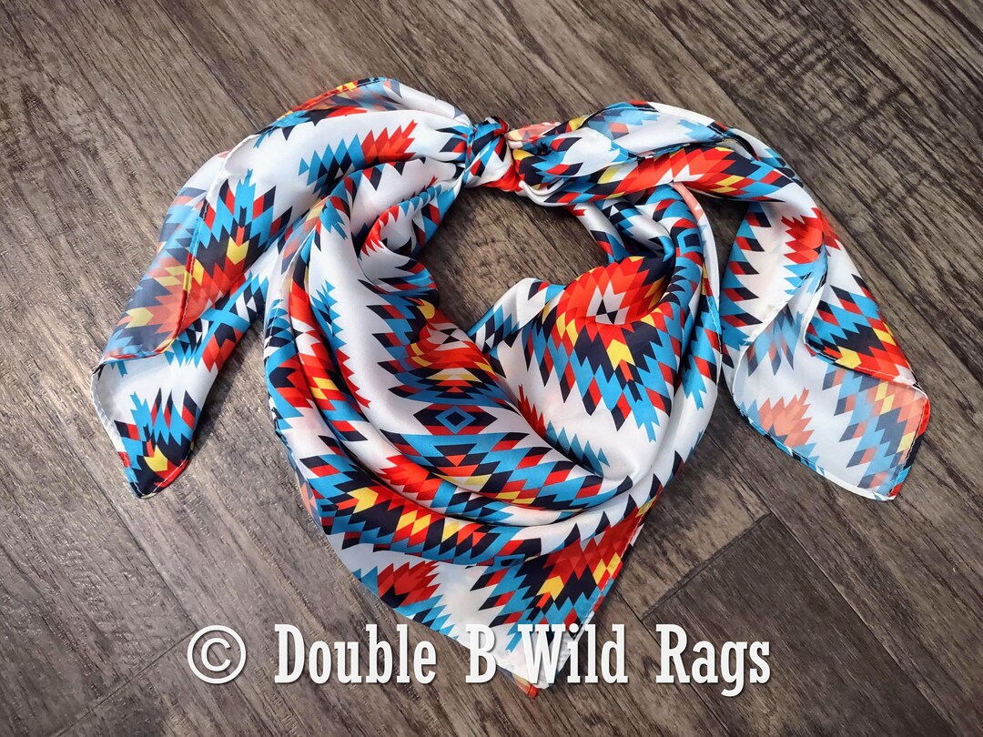 Wild Rag Bright Red, Turquoise, Yellow Aztec Cowboy Western Neck Scarf ...
