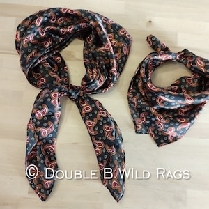 WILD RAG Black, Burgundy, and Copper western neck scarf bandanna by Double B Wild Rags