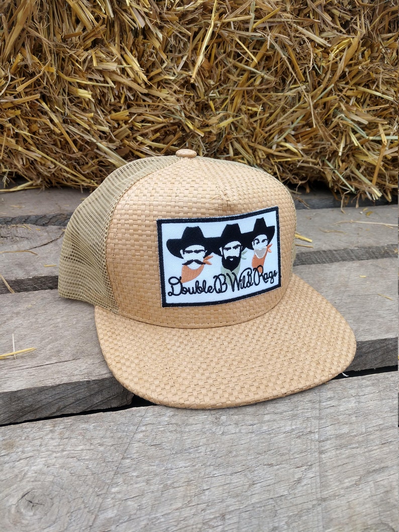 Double B Wild Rags Vintage Western Straw Snapback Trucker Hat cap 4 different colors