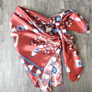 Wild Rag Rusty Orange Red Southwest Aztec Paisley Western Cowboy Neck Scarf Bandana by Double B Wild Rags
