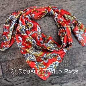 WILD RAG PAISLEY 120 Vintage Red and Gold Western Cowboy Neck Scarf Bandana by Double B Wild Rags