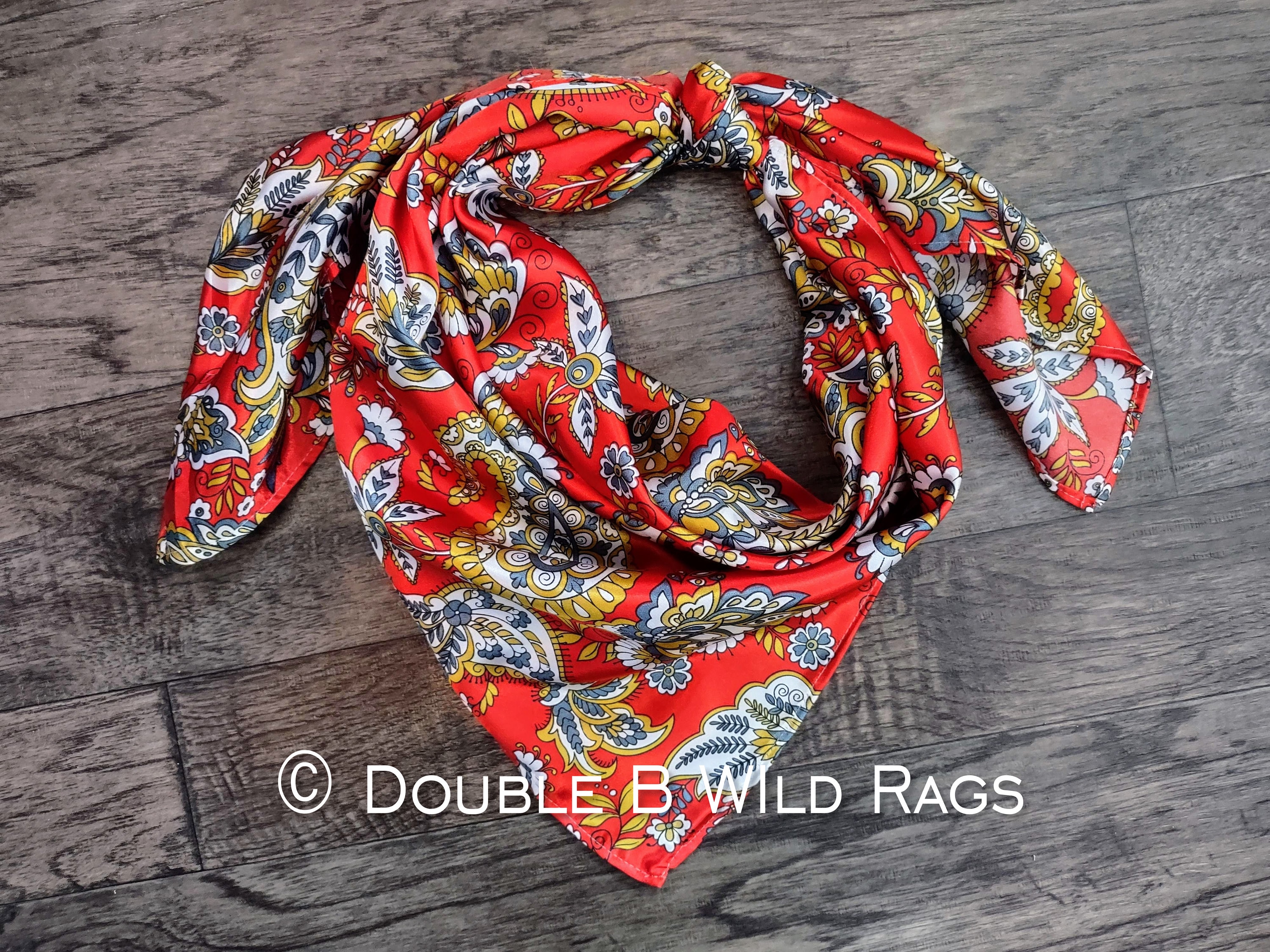 WILD RAG PAISLEY 120 Vintage Red and Gold Western Cowboy Neck Scarf Bandana by Double B Wild Rags