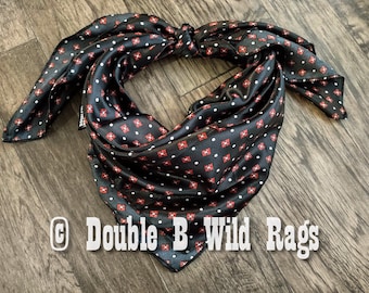 WILD RAG Zwart met rood motief cowboy western sjaal bandana van Double B Wild Rags