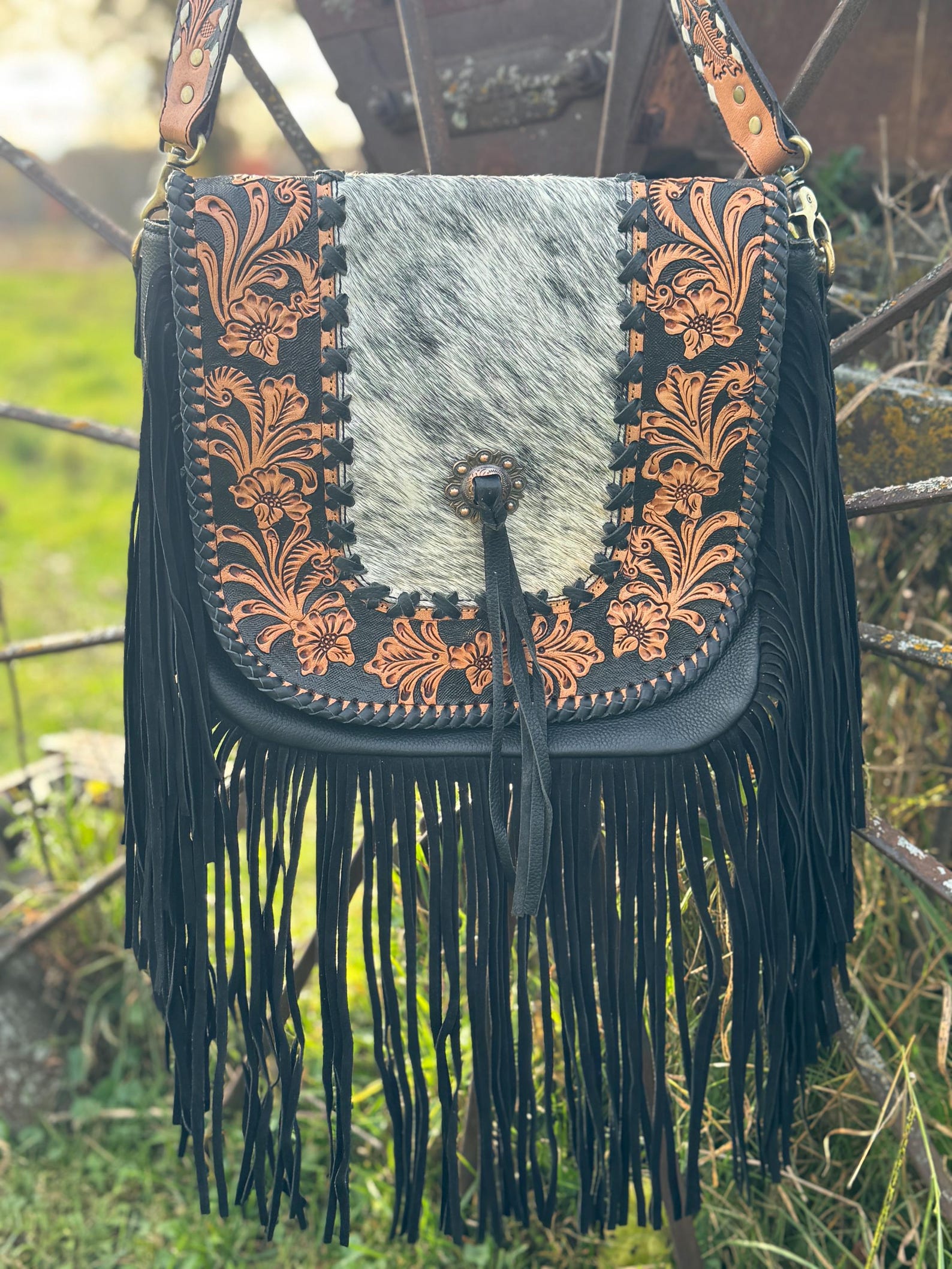 Western Rug Purses Western Fringe Purse Genuine Cowhide and Leather by Double B Wild Rags ...