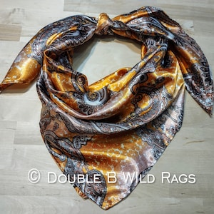 Wild Rag PAISLEY 121 Mustard Gold and Brown Cowboy Buckaroo Western Neck Scarf Bandanna by Double B Wild Rags
