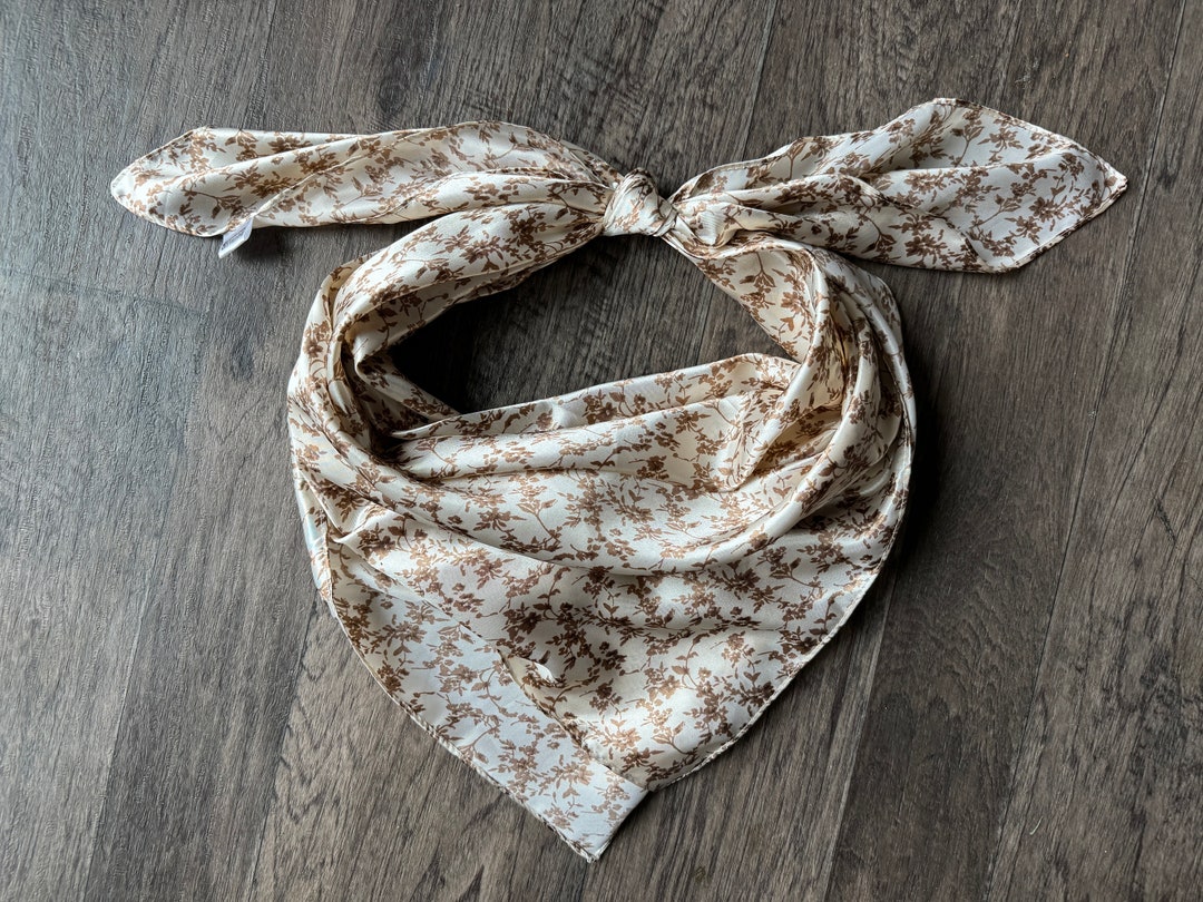 Cowboy Neck Rags Wild Rag Tan Biege Dainty Floral Cowboy Western Neck Scarf Bandanna by ...