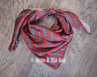Wild Rag KERSTVAKANTIE Donkerrode Cactus en Lichten Cowboy Western Sjaal Bandana van Double B Wild Rags