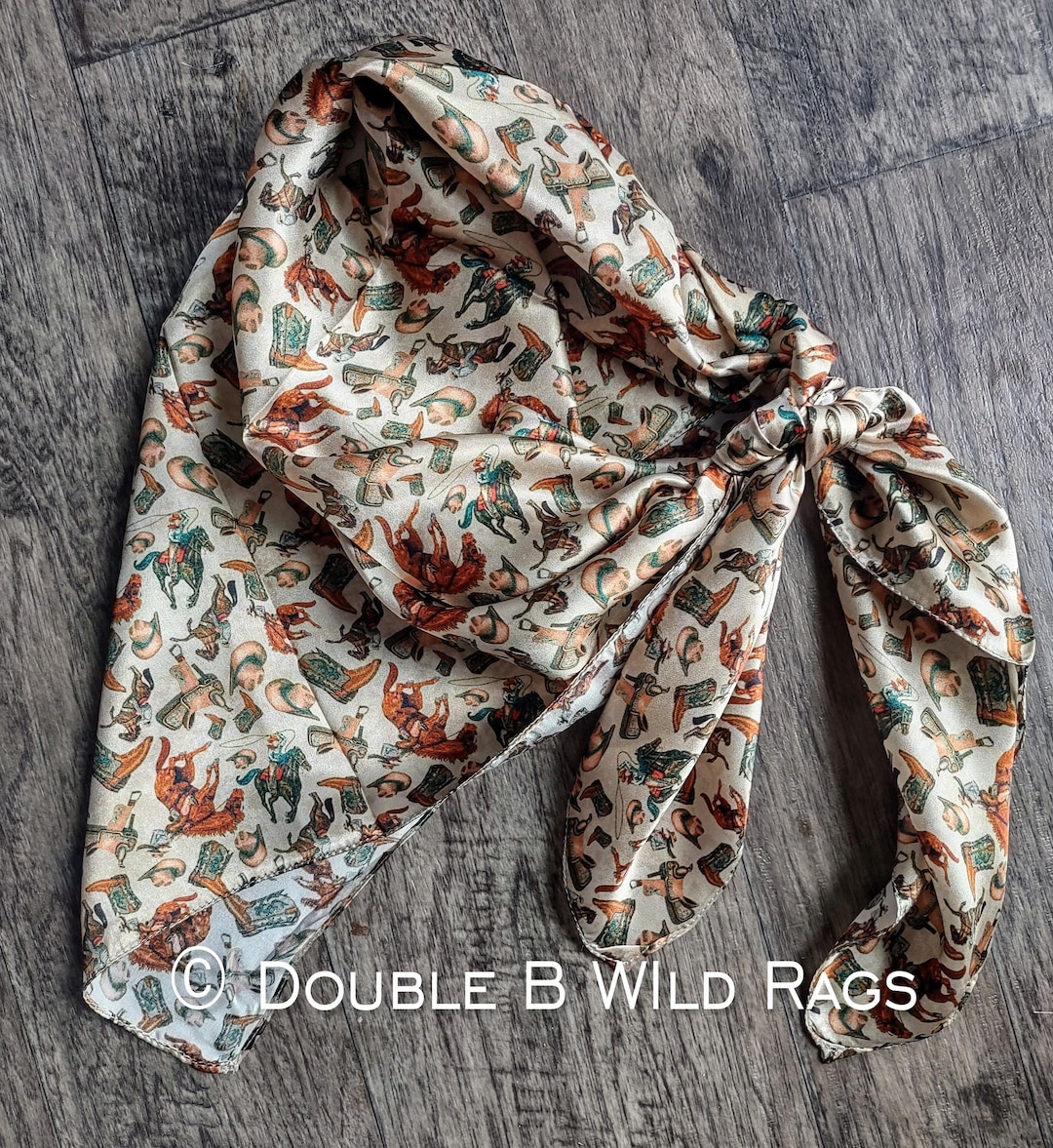 Cowboy Neck Rags Wild Rag 100% SILK Western Elements Cowboy Western Neck Scarf Bandanna ...