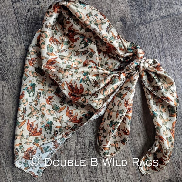 Wild Rag 100% SILK Western Elements Cowboy Western Neck Scarf Bandanna by Double B Wild Rags