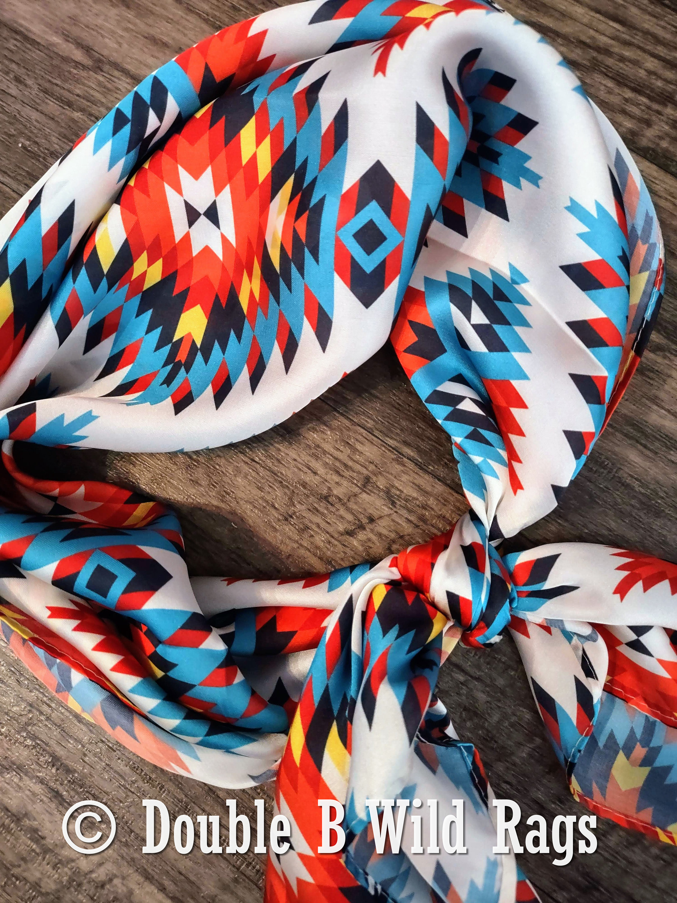 Cowboy Neck Rags Wild Rag Bright Red, Turquoise, Yellow Aztec Cowboy Western Neck Scarf ...