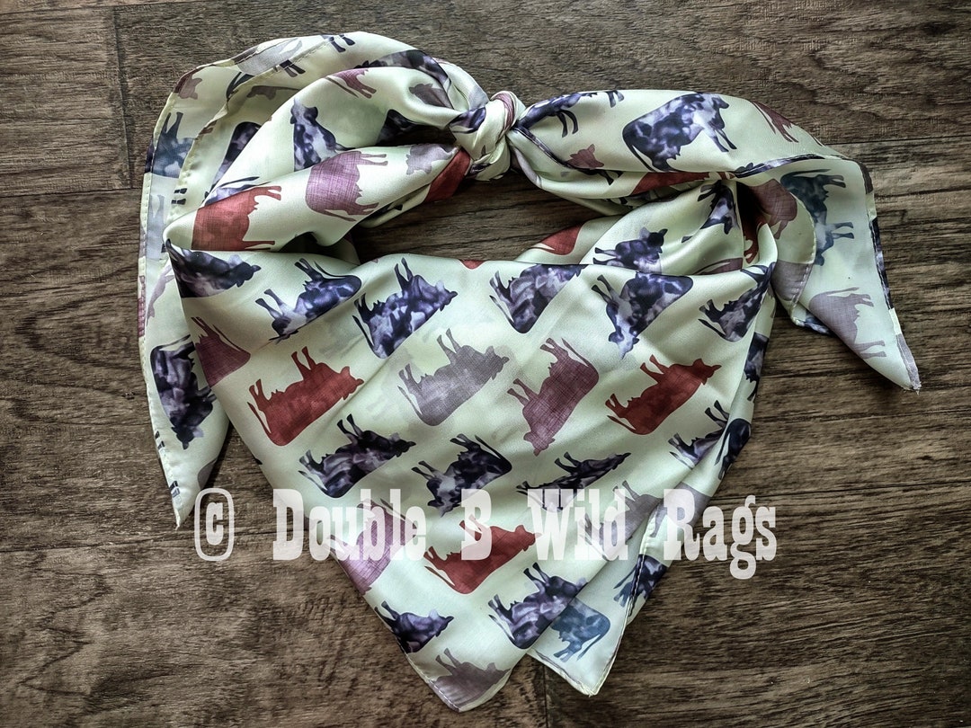 Wild Rag ANIMAL 612 Sage Green Cow Silhouette's Cowboy Western Neck ...