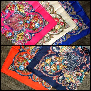 Wild Rag BARGAIN CORNER BC1104 Large 40&quot;x40&quot; Rose Paisley Print Cowboy Western Neck Scarf by Double B Wild Rags