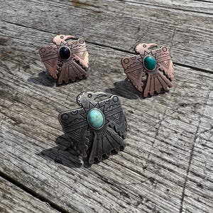 Wild Rag SLIDE 507 Thunderbird Concho Copper or Antique Silver Scarf Slide from Double B Wild Rags