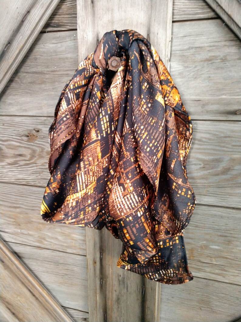 Bronze Brown and Black Print Wild Rag Western Neck Scarf | Etsy
