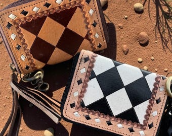 Black and White or Brown Checkered Small Wallet by Double B Wild Rags