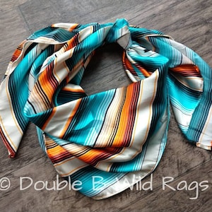 Wild Rag SERAPE orange, elfenbein, und türkis Cowboy Western Halstuch Bandana von Double B Wild Rags