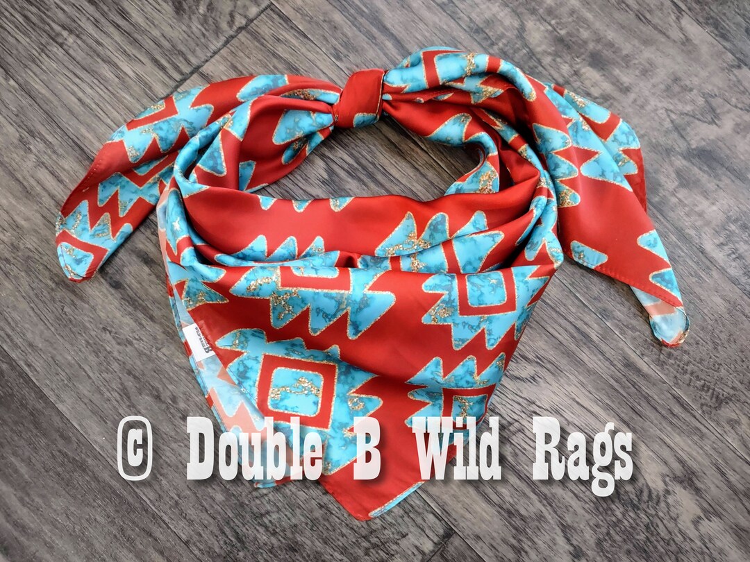 Wild Rag AZTEC 921 Red, Turquoise, and Gold Aztec Cowboy Western Neck ...