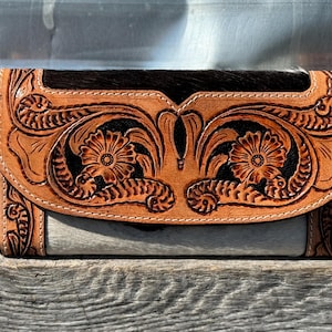 Cartera de mujer de piel de vaca y cuero genuino de Double B Wild Rags