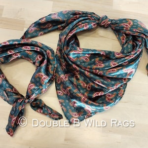 WILD RAG Hunter Green and Copper Paisley western neck scarf bandanna by Double B Wild Rags