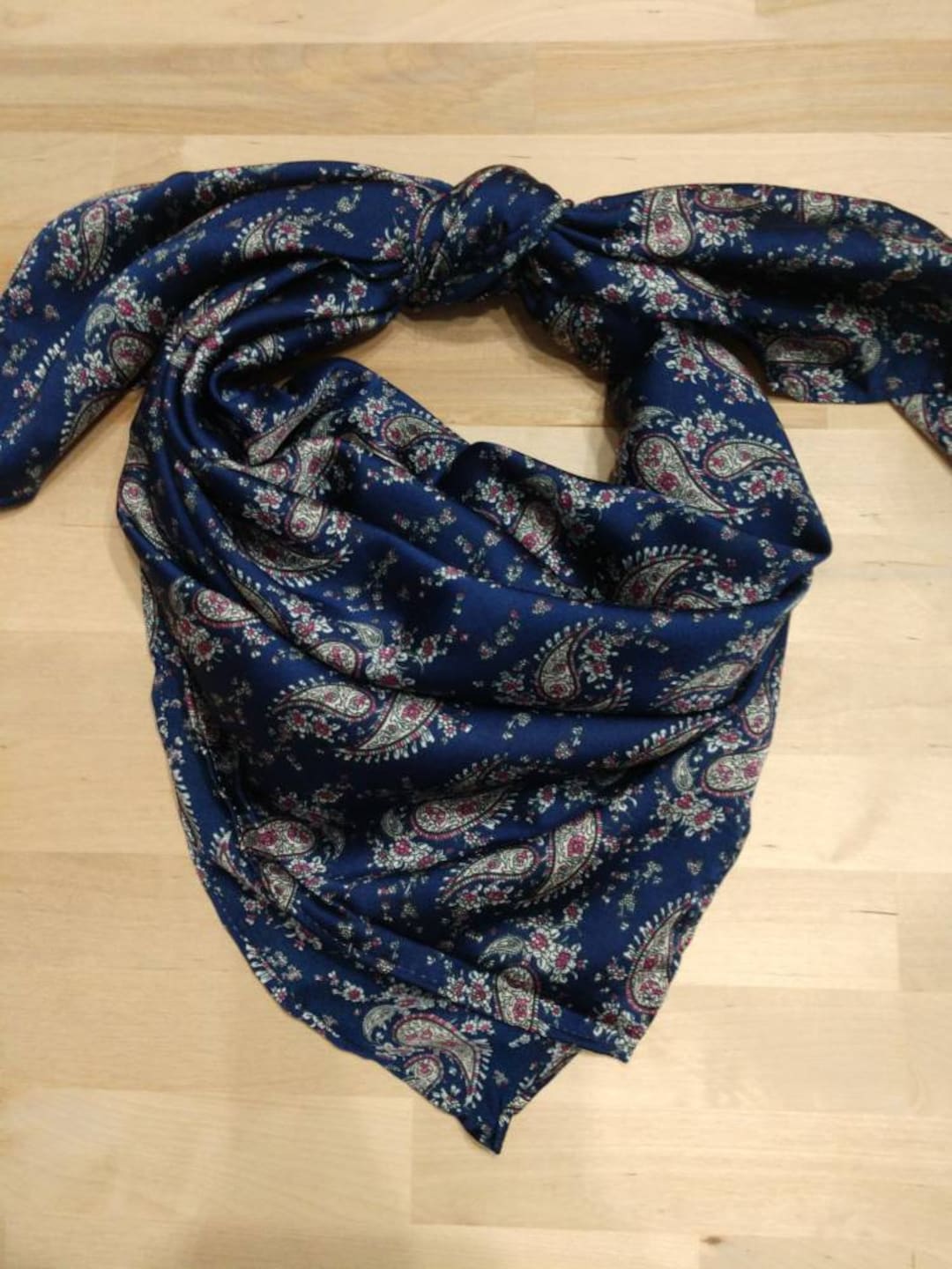 Foulard Oblong Western Bandana Wild Horse - Brique, Bleu Marine, Ivoire - Neuf