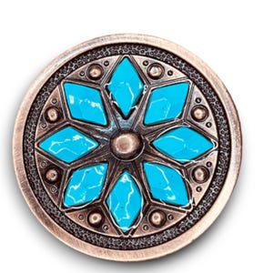 Wilden Lappen Folie Runde Faux Türkis Stein Blume Concho westlichen Schmuck