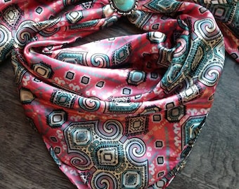 Wild Rag Pink Mayan Aztec Tribal Print Western Cowboy Neck Scarf Bandana by Double B Wild Rags