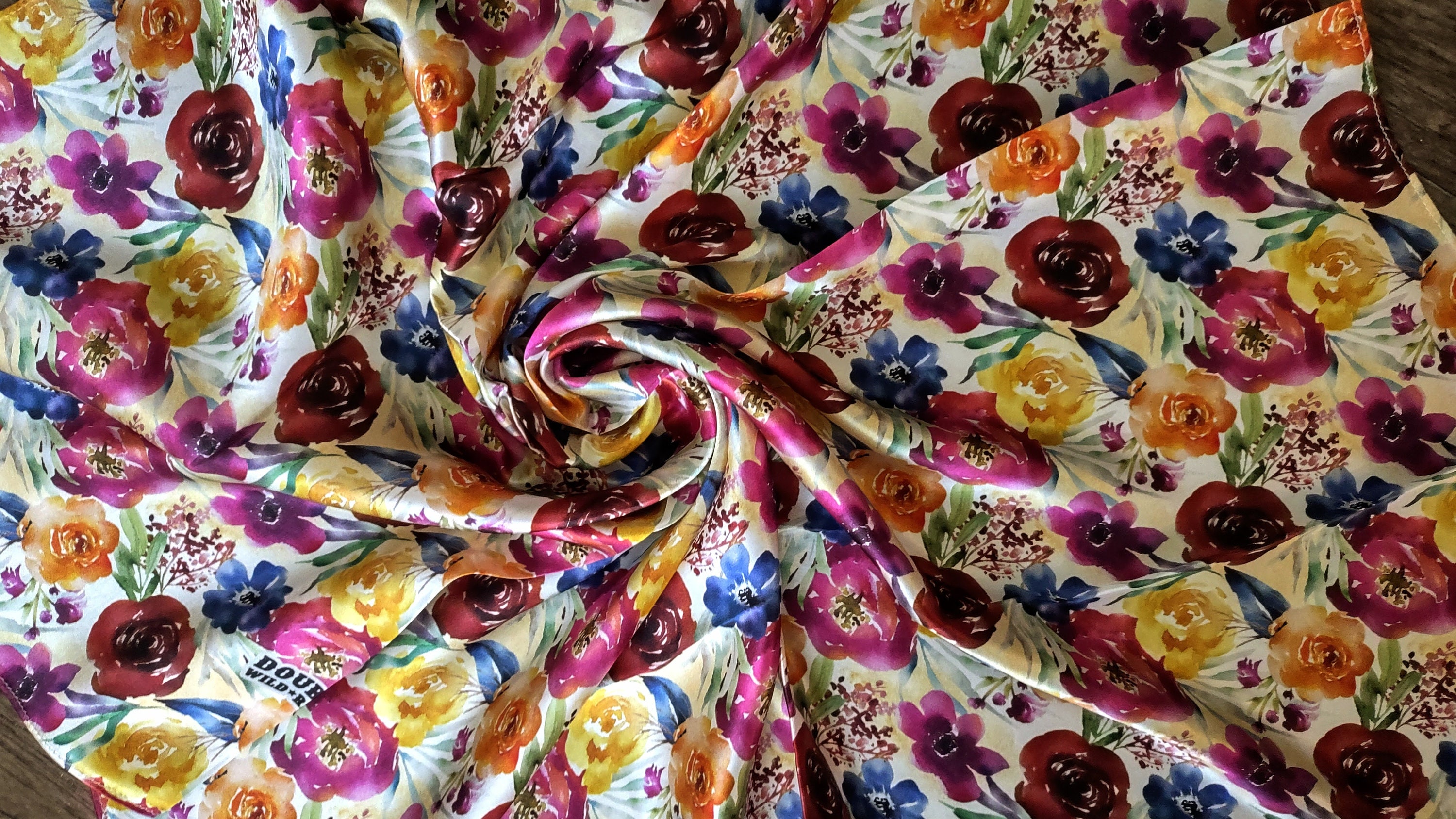 Wild Rag 100% SILK Multi Colored Watercolor Floral Cowboy Western Neck ...