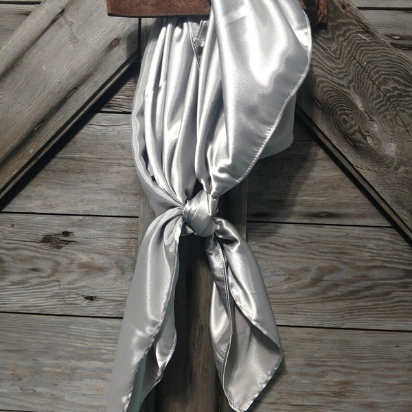 Wild Rag SOLID 201 Platinum Silver Western Cowboy Neck Scarf Bandanna by Double B Wild Rags