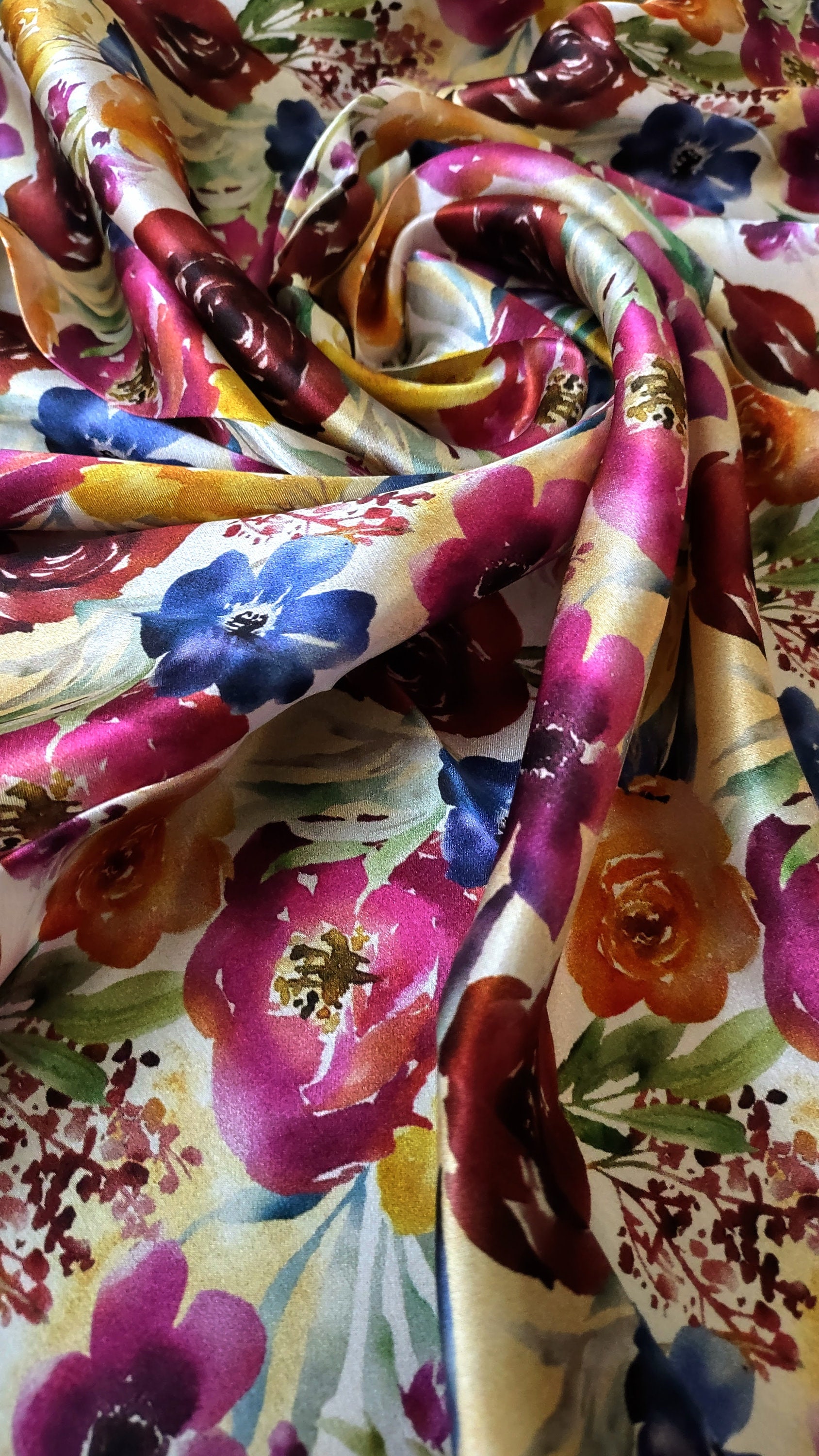 Wild Rag 100% SILK Multi Colored Watercolor Floral Cowboy Western Neck ...