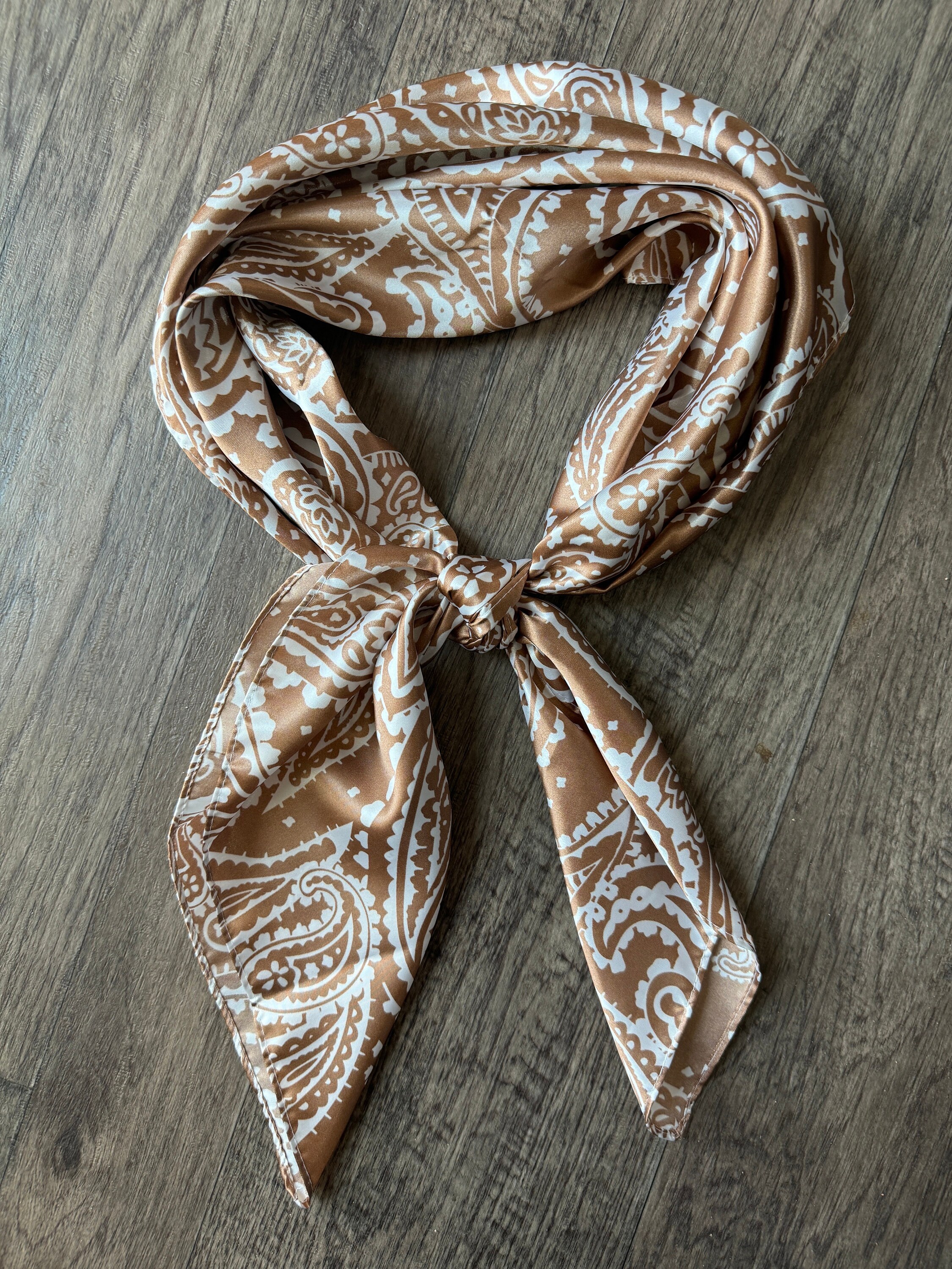 Cowboy Neck Rags Wild Rag Taupe and off White Paisley Cowboy Western Neck Scarf Bandanna ...