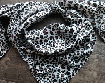 Wild Rag White and Brown small Cheetah print Cowboy Western Neck Scarf Bandanna by Double B Wild Rags