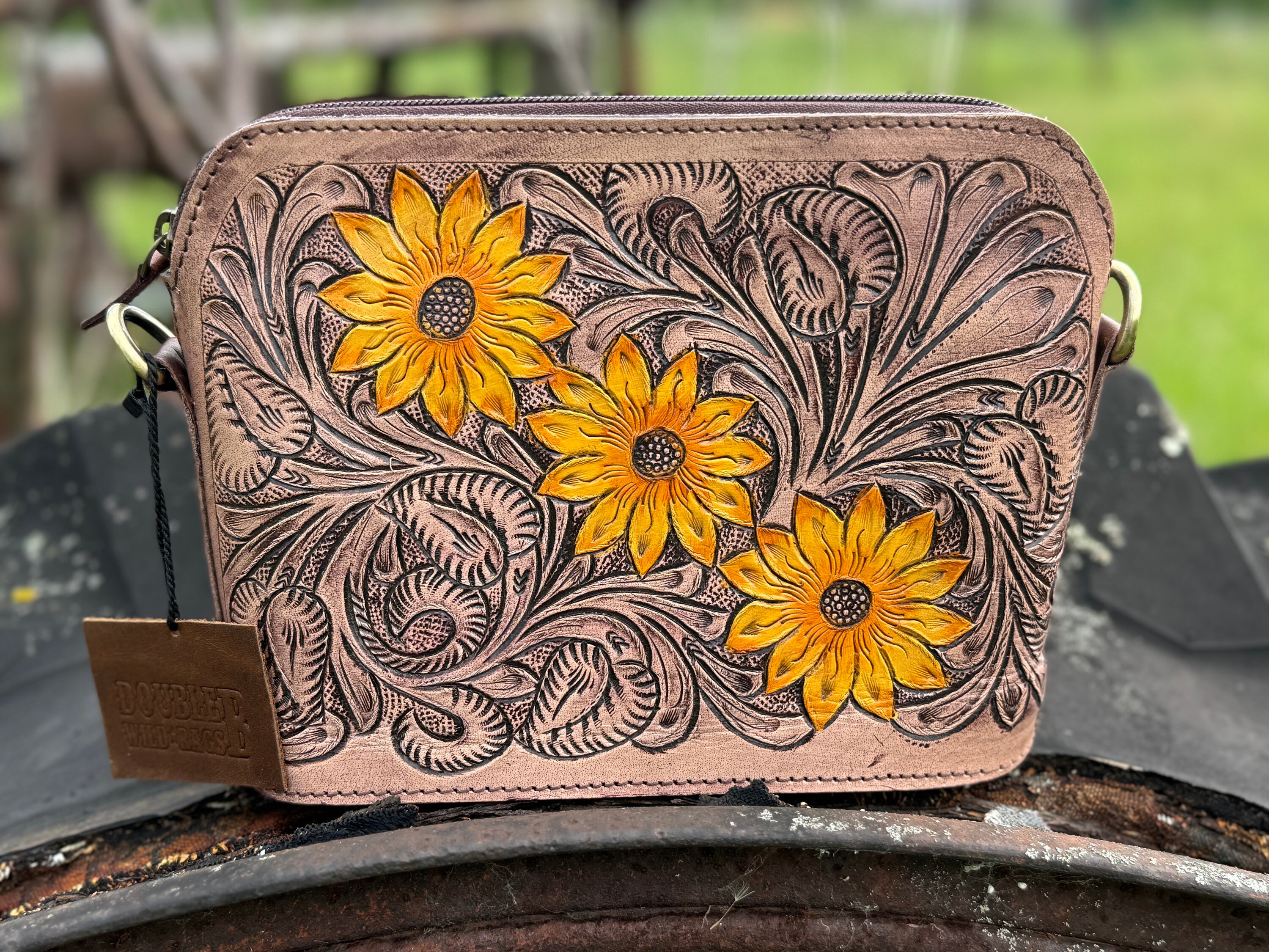 Genuine Leather Western Sunflower Purse by Double B Wild Rags Etsy Canada