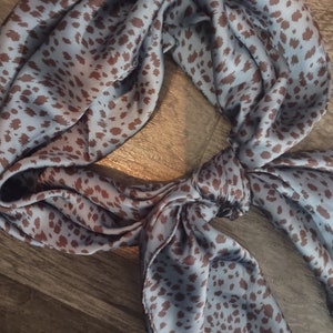 Wild Rag Dusty Blue and Brown Small Cheetah spots Western Cowboy Neck Scarf Bandana by Double B Wild Rags