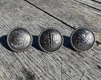 Wild Rag Scarf Slide Antique Silver Cactus, Arrows, or Floral details with rope edge Concho from Double B Wild Rags