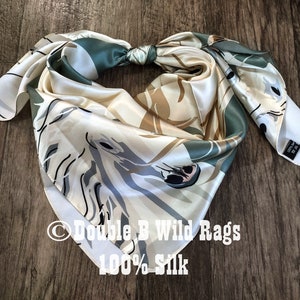 Wild Rag 100% Silk Large Horse Print Cowboy Western Neck Scarf Bandanna by Double B Wild Rags