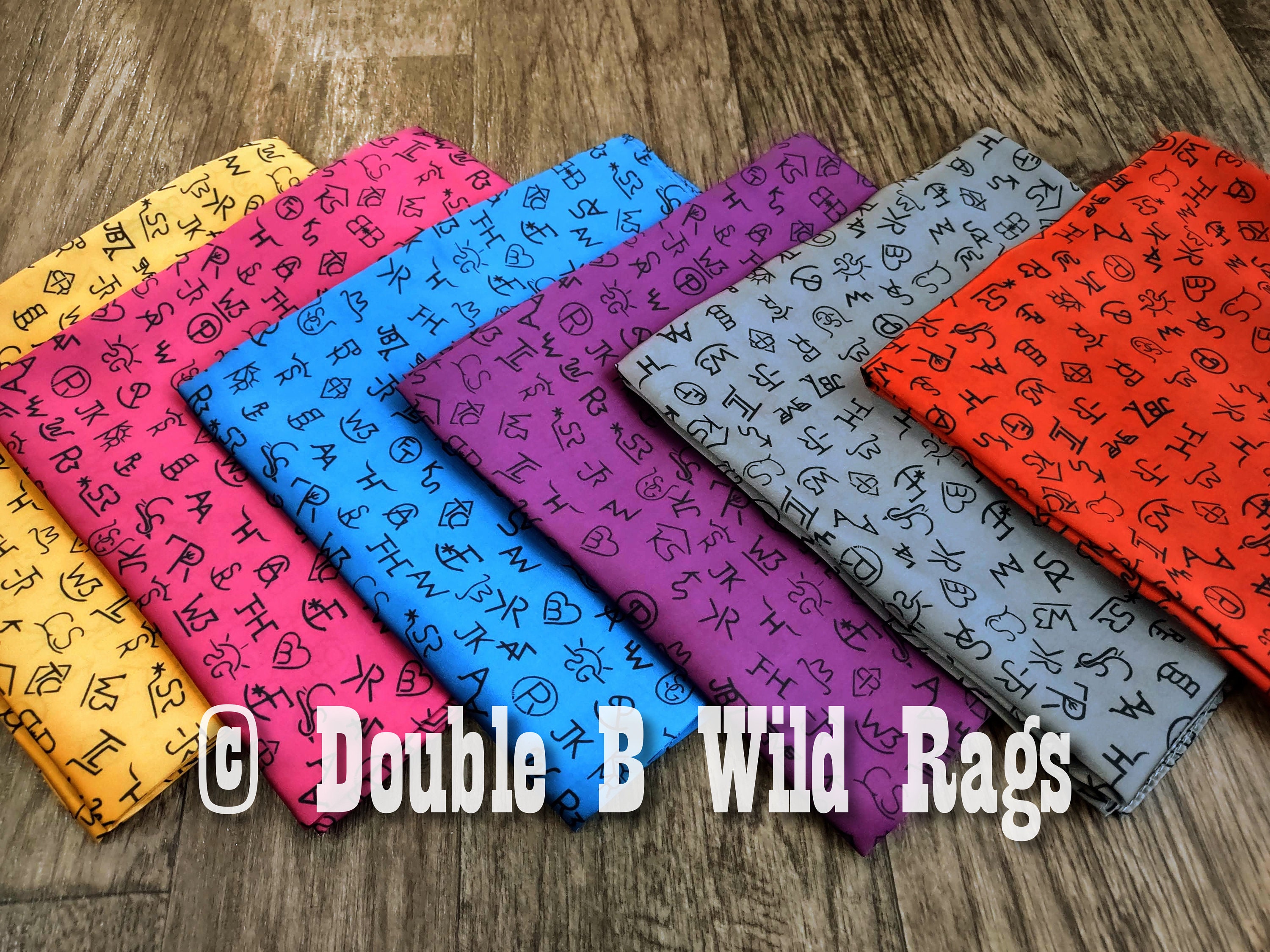 Wild Rag Misc 405 Livestock Brands Print Cowboy Western Neck Scarf Bandanna by Double B Wild Rags